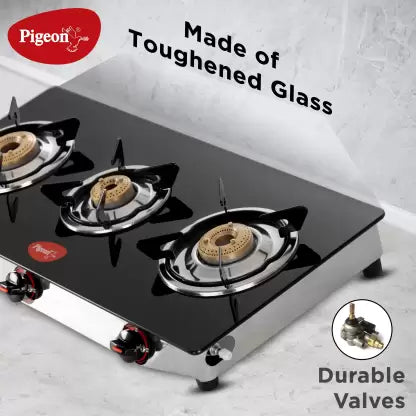 Pigeon Special Cooktop Glass Manual Gas Stove (3 Burners)