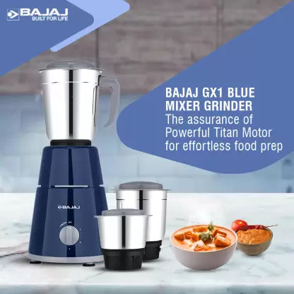 BAJAJ 410570 GX 1 500 W Juicer Mixer Grinder (3 Jars, Blue)