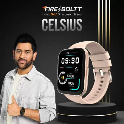 Fire-Boltt Celcius 1.91 inch HD 240*296 Borderless Display & Body Temperature Monitoring Smartwatch  (Beige Strap, Free Size)