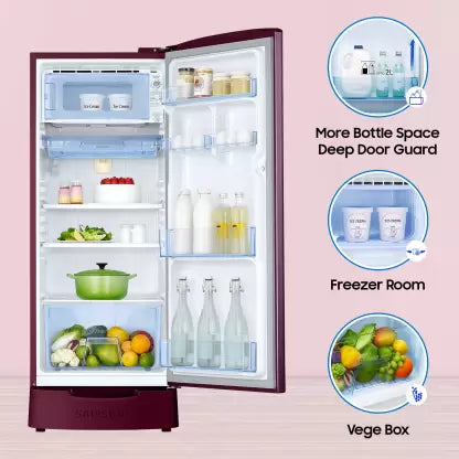 SAMSUNG 183 L Direct Cool Single Door 4 Star Refrigerator with Base Drawer with Digital Inverter