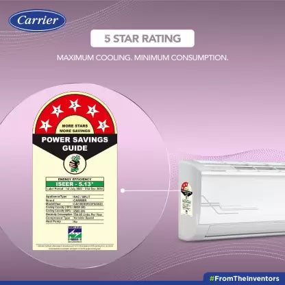 Carrier 1.5 Ton 3 Star Inverter Split AC (ESTER Exi -CAI18ES5R32F0 ,White)
