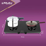 BAJAJ 2BRGP4 Slim Glass Manual Gas Stove (2 Burners)