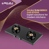 BAJAJ 2BRGP4 Slim Glass Manual Gas Stove (2 Burners)