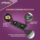 BAJAJ 2BRGP4 Slim Glass Manual Gas Stove (2 Burners)
