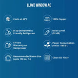 Lloyd 2023 Model 1.5 Ton 3 Star Window AC - White (GLW18C3YWSEW, Copper Condenser)