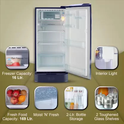 LG 185 L Direct Cool Single Door 4 Star Refrigerator with Base Drawer  with Smart Inverter Compressor