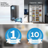 MDRS619FGG28IND, Midea , Side by Side ,482 L, Inverter, Black Jazz (open Box Like New)