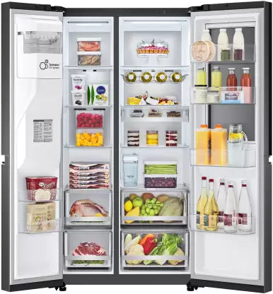 LG 635 L Frost Free Side by Side Refrigerator with Insta View Door-In-Door, AI ThinQ (Wi-Fi), Door Cooling+ & Hygiene Fresh+ (Matt Black, GL-X257AMCX)