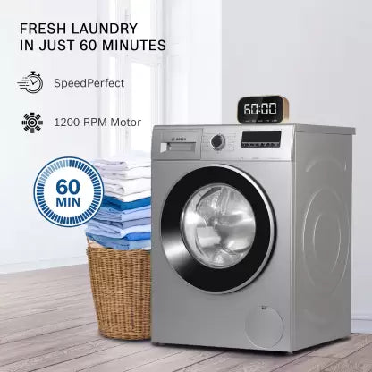 BOSCH 8 kg AntiTangle,AntiVibration,1200RPM Fully Automatic Front Load Washing Machine with In-built Heater Silver