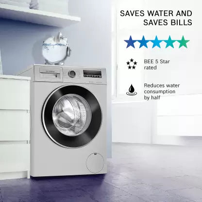 BOSCH 8 kg AntiTangle,AntiVibration,1200RPM Fully Automatic Front Load Washing Machine with In-built Heater Silver