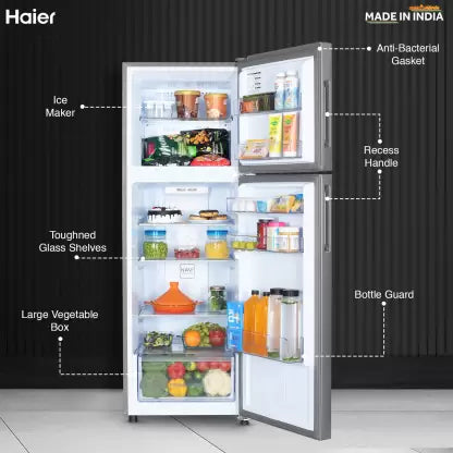 Haier 240 L Frost Free Double Door 2 Star Refrigerator  (Moon Silver, HEF-252EGS-P)