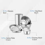 Flipkart SmartBuy Pack of 48 Stainless Steel Kitchen for Home | Heavy Gauge Dinner Set