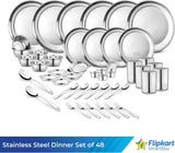 Flipkart SmartBuy Pack of 48 Stainless Steel Kitchen for Home | Heavy Gauge Dinner Set