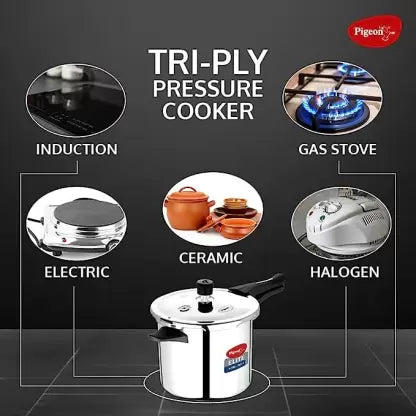 Pigeon Elite Shine and 2 L, 3 L Outer Lid Induction Bottom Pressure Cooker