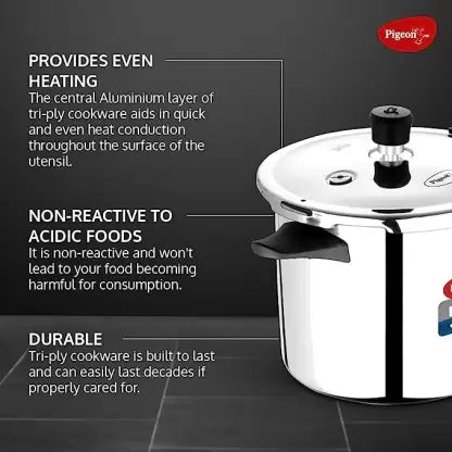 Pigeon Elite Shine and 2 L, 3 L Outer Lid Induction Bottom Pressure Cooker