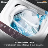 Haier 6.5 kg 5 Star Oceanus Wave Drum Washing Machine Fully Automatic Top Load Brown, Grey  (HWM65-FE)