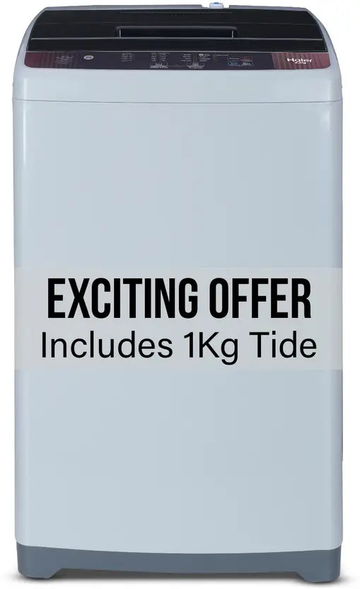 Haier 8 Kg 5 Star Fully Automatic Top Load Washing Machine with Oceanus Wave Drum, Magic Filter, 8 Wash Programs (HWM80-AE, Titanium Grey, Stainless Steel Drum, 15 Mins Quick Wash)
