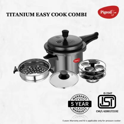 Pigeon Titanium Easy Cook and 3 L Outer Lid Induction Bottom Pressure Cooker