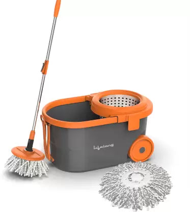 Lifelong LLMOP903 Steel spin MOP with Big Wheels & Dust Collector Mop Set