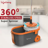 Lifelong LLMOP901 Spin MOP with Trolley, Big Wheels & Dust Collector Mop Set