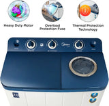 Midea Washing Machine Semi Automatic 7.0KG Plastic Lid Black Grey (open Box Like New)