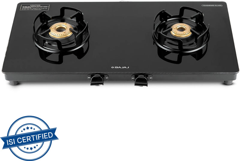 BAJAJ 2BRGP4 Slim Glass Manual Gas Stove (2 Burners)