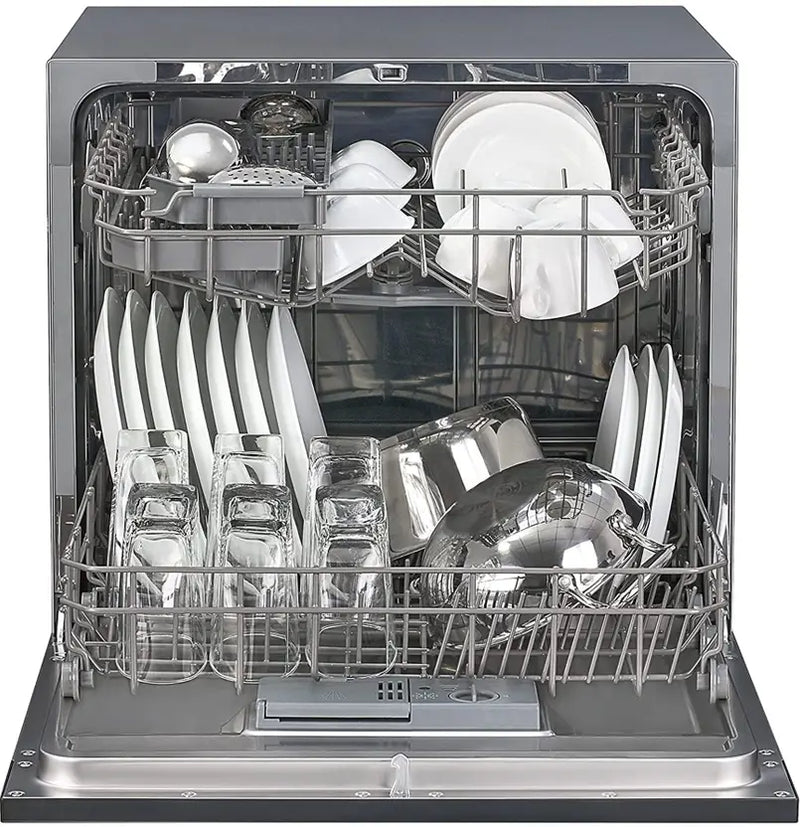 Godrej Eon Dishwasher | 8 Place Setting Counter-Top | Compact with an In-built heater (DWT EON MGNS 8C NF SKSL, Silky Silver) | Perfect for Indian kitchens and smaller families