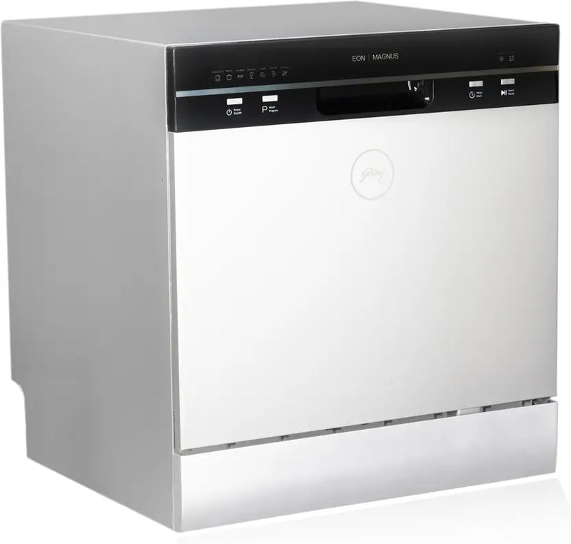 Godrej Eon Dishwasher | 8 Place Setting Counter-Top | Compact with an In-built heater (DWT EON MGNS 8C NF SKSL, Silky Silver) | Perfect for Indian kitchens and smaller families