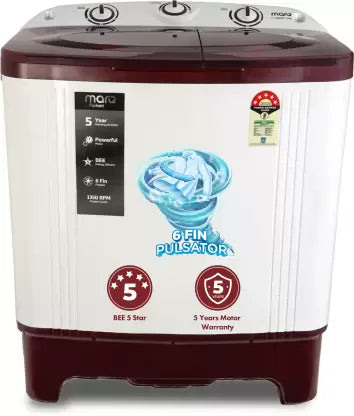 MarQ by Flipkart 6 kg 5 Star Rating Innowash Range Semi Automatic Top Load Washing Machine White, Maroon
