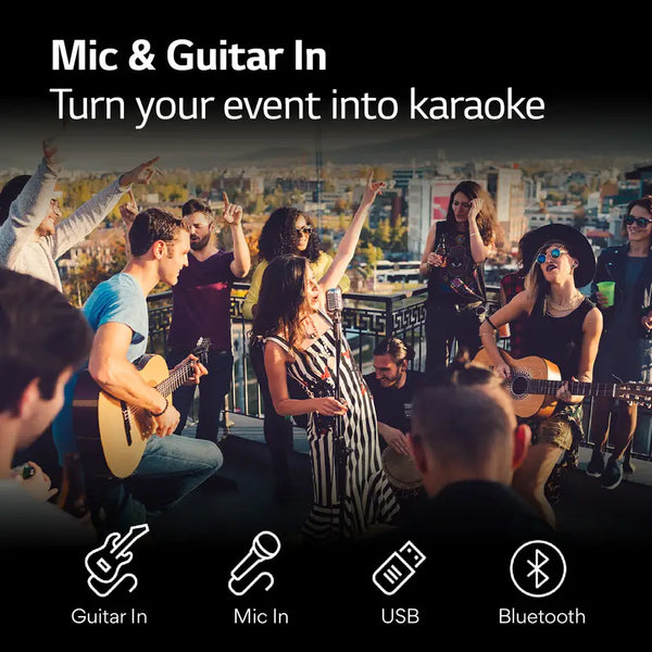 LG XL5S 12hrs Battery, Mic and Guitar input 200 W Bluetooth Party Speaker (Black, 2.1 Channel)