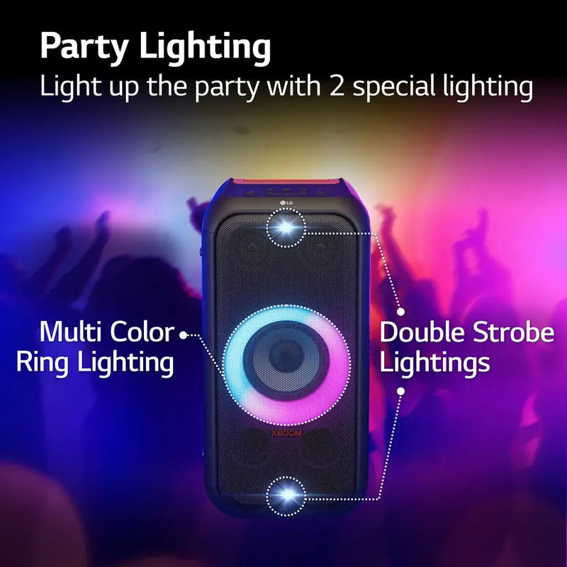 LG XL5S 12hrs Battery, Mic and Guitar input 200 W Bluetooth Party Speaker (Black, 2.1 Channel)