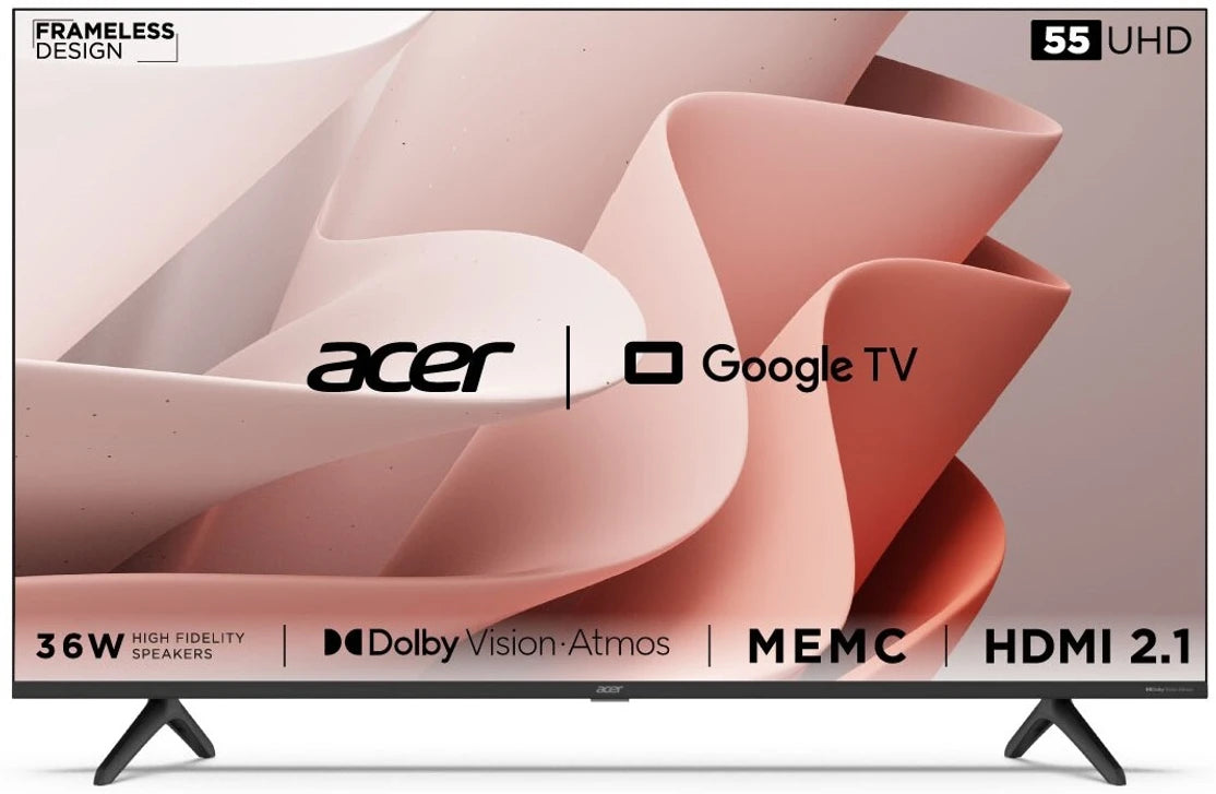 Acer Advanced I Series 139 cm (55 inch) Ultra HD (4K) LED Smart Google TV with Dolby Vision-Atmos, 36W Sound Output (AR55GR2851UDFL)