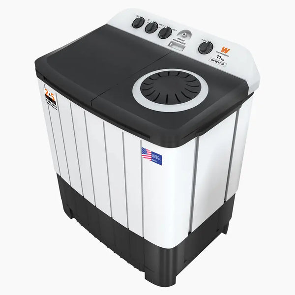 White Westinghouse 12 KG Toughned Glass Semi Automatic Washing Machine with Hammer Wash Technology (SFW1200, white & black, Hammer Wash Technology)