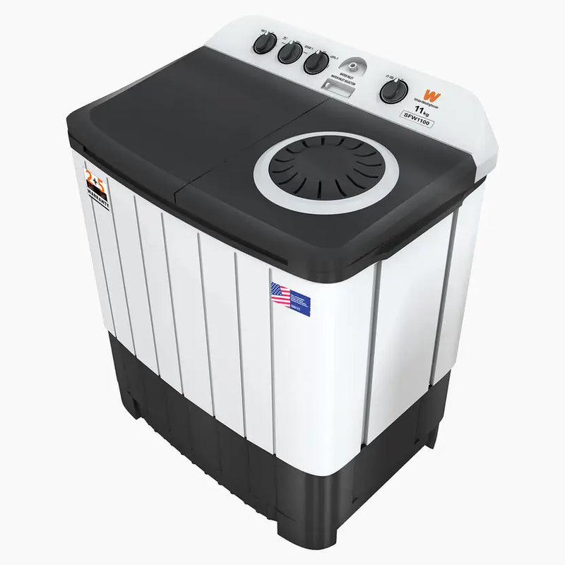 White Westinghouse 12 KG Toughned Glass Semi Automatic Washing Machine with Hammer Wash Technology (SFW1200, white & black, Hammer Wash Technology)