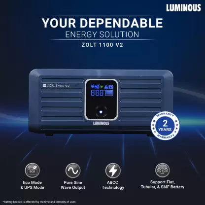 LUMINOUS 1100/12V V2 Zolt S/W UPS Pure Sine Wave Inverter