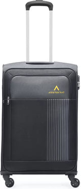 ARISTOCRAT Air Plus Polyester Softsided 69cm Medium size 4 Spinner Wheels Black Trolley Check-in Suitcase - 27 Inch