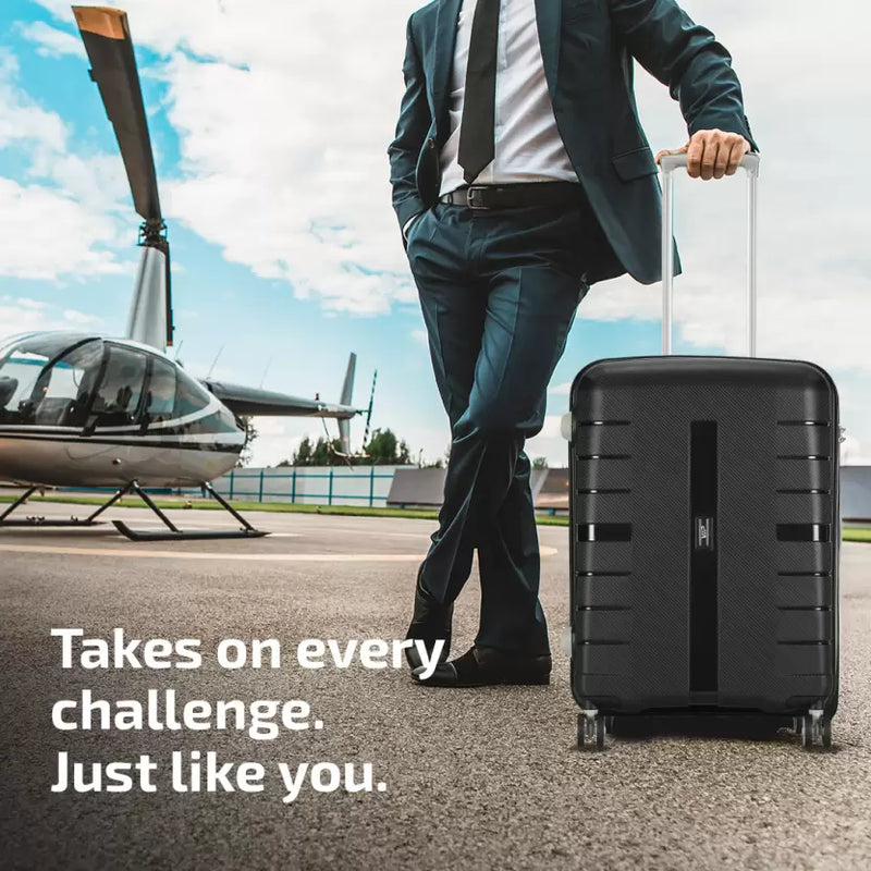 VIP Voyager 67 - Hardbody Trolley Bag Check-in Suitcase 8 Wheels - 26 Inch(Black)