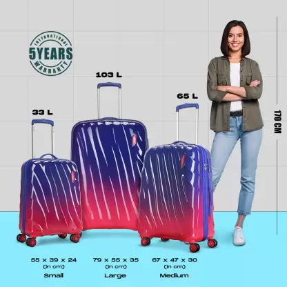 SKYBAGS Bloom Cabin Hardsided 55cm Printed 8 Wheels with TSA Lock Pink Trolley Bag Cabin Suitcase 8 Wheels - 22 Inch