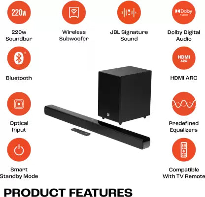 JBL Cinema SB270 2.1, Dolby digital, Wireless Subwoofer,HDMI 220 W Bluetooth Soundbar