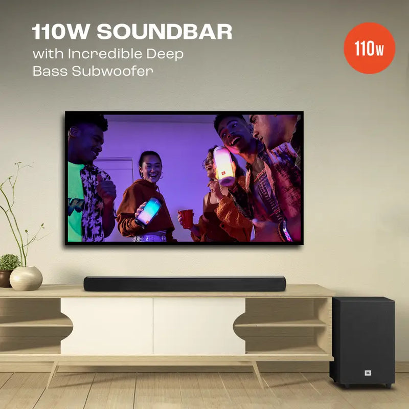 JBL Cinema SB240 2.1, Dolby digital, Wired Subwoofer,HDMI 110 W Bluetooth Soundbar (Black, Stereo Channel)