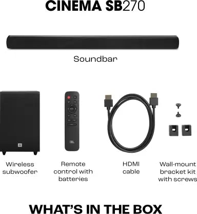 JBL Cinema SB270 2.1, Dolby digital, Wireless Subwoofer,HDMI 220 W Bluetooth Soundbar