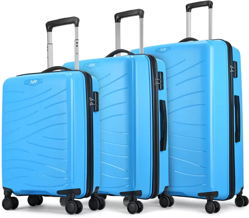 SKYBAGS Vertex Set of 3 Hardsided (Cabin+Medium+Large) Polypropylene Blue Trolley Cabin & Check-in Set - 31 Inch