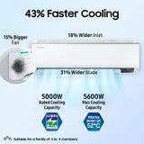 SAMSUNG Convertible 5-in-1 Cooling 2024 Model 1.5 Ton 3 Star Split Inverter AC - White (AR18CYLZABE/AR18CYLZABENNA/AR18CYLZABEXNA, Copper Condenser)