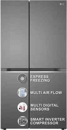 LG 655 L Frost Free Side by Side Refrigerator with Smart Inverter Compressor, Express Freeze & Multi Air-Flow
