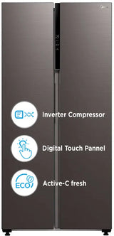 MDRS619FGG28IND, Midea , Side by Side ,482 L, Inverter, Black Jazz (open Box Like New)