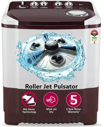 LG 8.5 kg 5 Star Semi-Automatic Top Load Washing Machine (P8530SRAZ, Burgundy, Roller Jet Pulsator)
