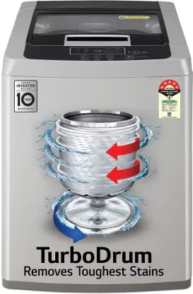 LG 7 kg 5 Star with Smart Inverter Technology, Turbo Drum and Smart Diagnosis Fully Automatic Top Load Washing Machine Silver