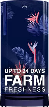 Godrej 183 L 3 Star | Toughened Glass Shelves | 24 Day Farm Freshness | Jumbo Vegetable Tray | Direct Cool Single Door Refrigerator(RD R190C THF FR BL, Floral Blue)