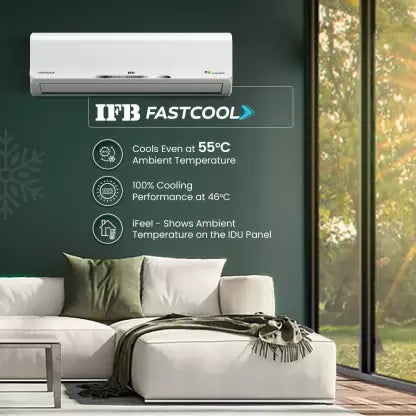 IFB AI Convertible 8-in-1 Cooling 2024 Model 1.5 Ton 5 Star Split Inverter With Heavy Duty Cooling AC - White