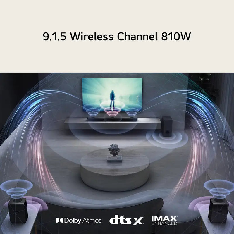 LG S95QR, World's 1st Triple Upfiring speaker, Dolby , , 810W, 9.1.5 Ch 810 W Bluetooth Soundbar (Dark Steel Silver, 9.1.5 Channel)